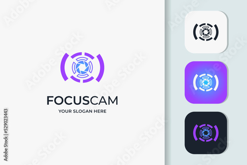 abstract eye camera lens logo design