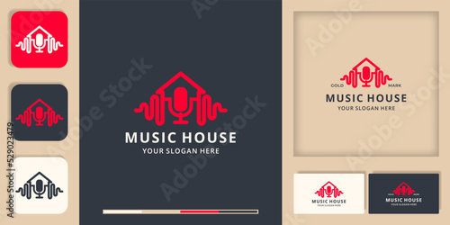 music pulse house microphone logo concept