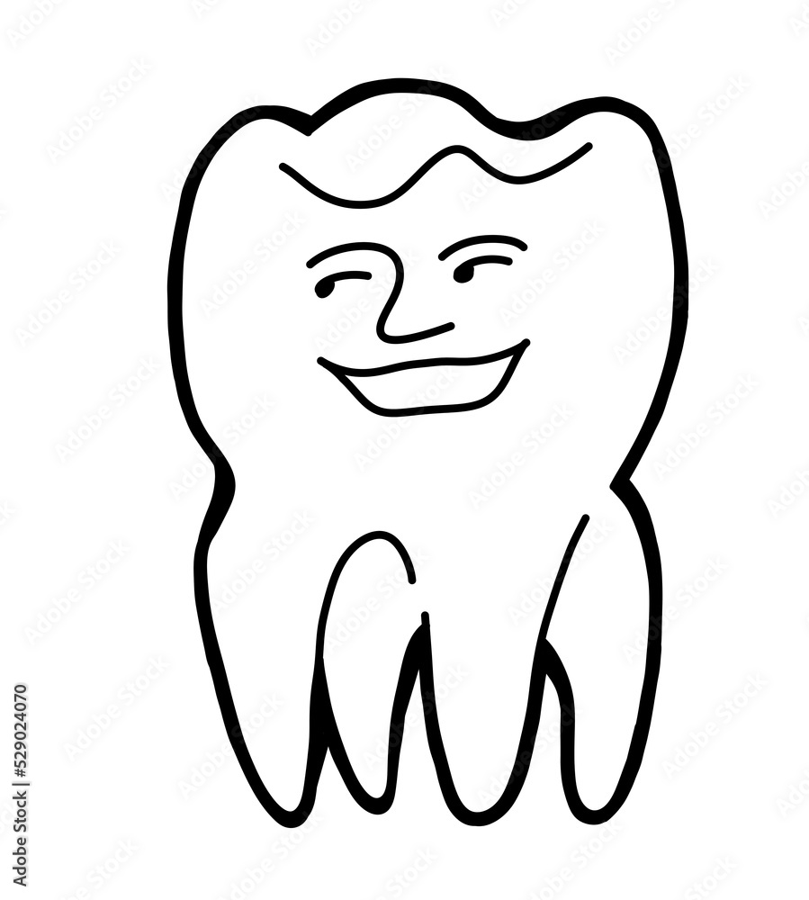 Root tooth cartoon character with problem and solution. Dental care for healthy teeth. Medical professional check up and treatment. Hand drawn illustration. Comic personage with emotions style drawing Root tooth cartoon character with problem and solution. Dental care for healthy teeth. Medical professional check up and treatment. Hand drawn illustration. Comic personage with emotions style drawing