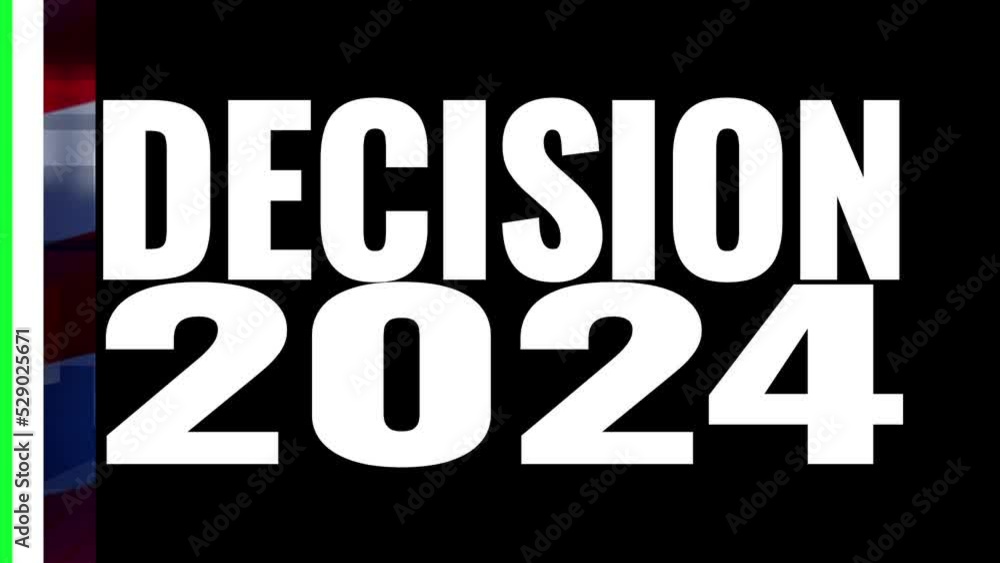 A dynamic DECISION 2024 election update news motion graphic background transition. 6 and 4 second options included. Green screen. A dynamic DECISION 2024 election update news motion graphic background transition. 6 and 4 second options included. Green screen.