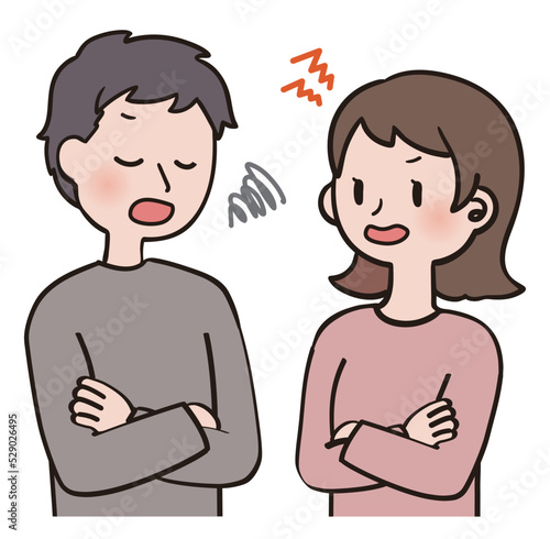 向かい合っ口論する男女