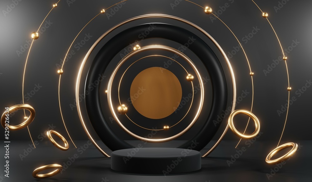 3D rendering of blank product background for cream cosmetics Modern black podium background 3D rendering of blank product background for cream cosmetics Modern black podium background