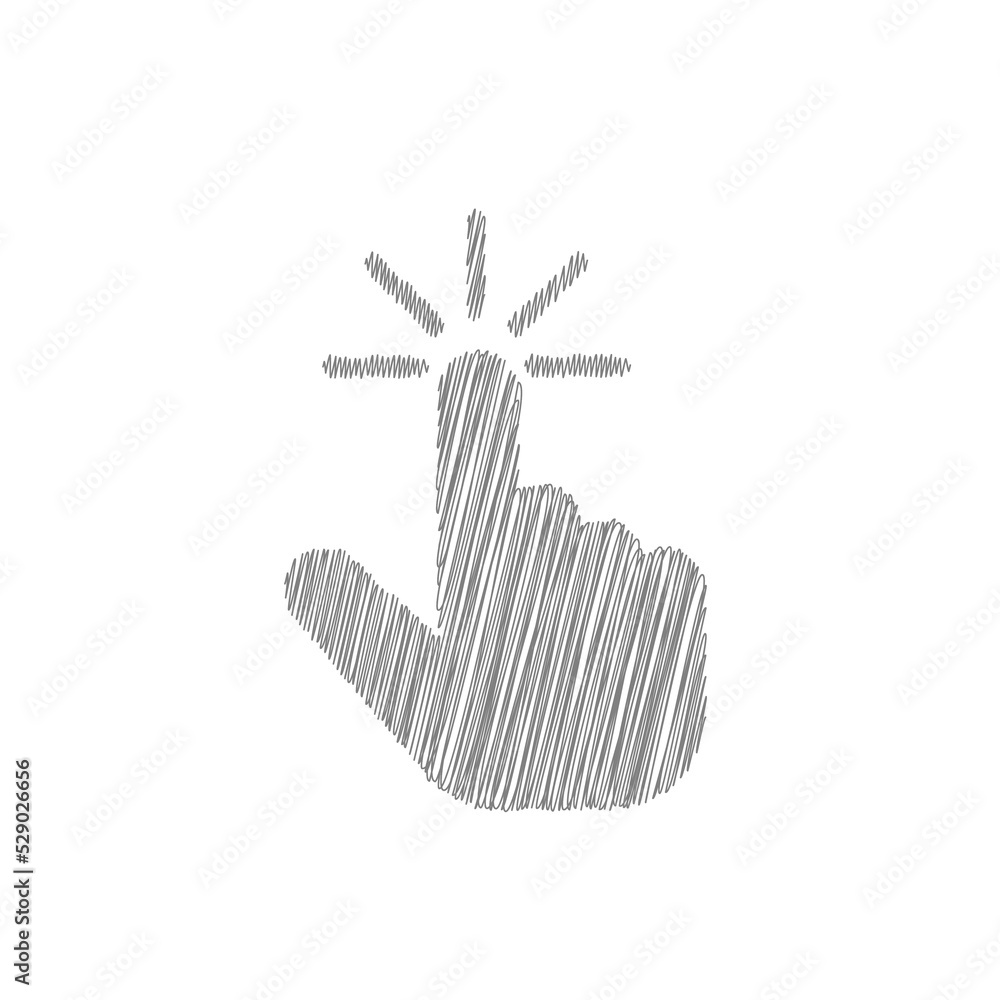 Hand cursor grey sketch vector icon for web, computer and mobile app Hand cursor grey sketch vector icon for web, computer and mobile app