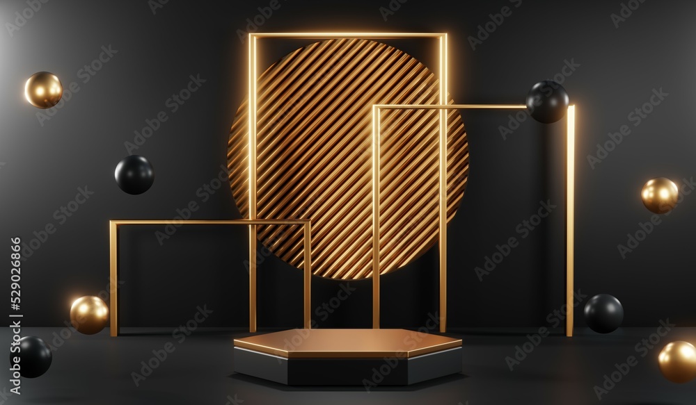 3D rendering of blank product background for cream cosmetics Modern black podium background 3D rendering of blank product background for cream cosmetics Modern black podium background