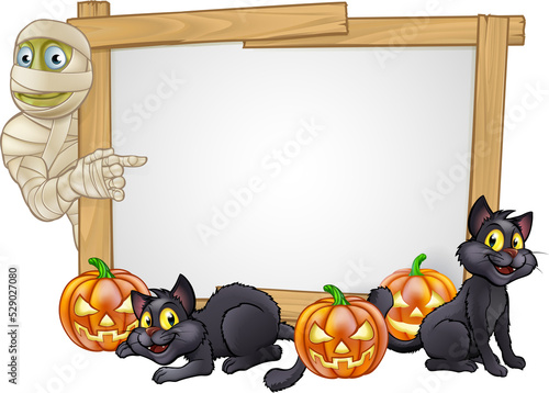 Cartoon Halloween Mummy Sign