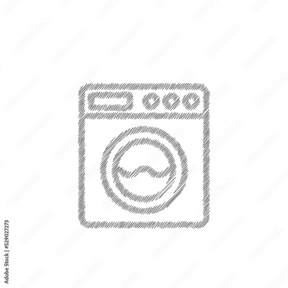 Washing machine grey sketch vector icon. Electric appliances sign Washing machine grey sketch vector icon. Electric appliances sign
