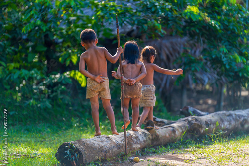 Indigenous children in the Amazon rainforest