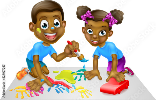 Cartoon Children with Paint...