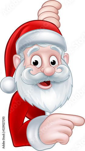 Santa Pointing Cartoon Sign