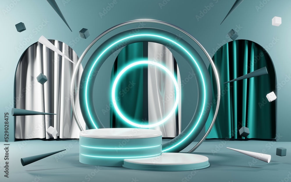 3D rendering of blank product background for cream cosmetics Modern blue pastel podium background 3D rendering of blank product background for cream cosmetics Modern blue pastel podium background