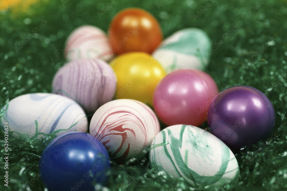 Close-up of Easter eggs