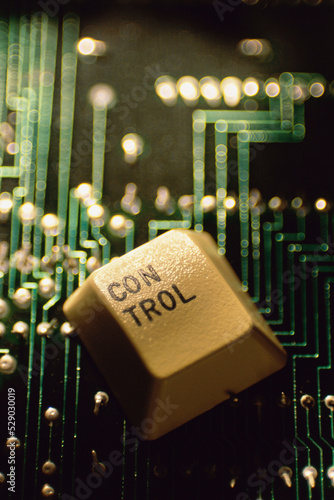 Close-up of a control key on a circuit board photo