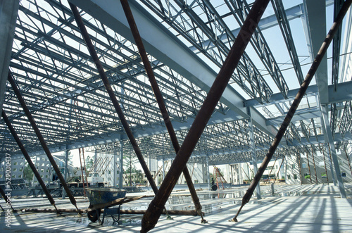 Metal framework at a construction site photo