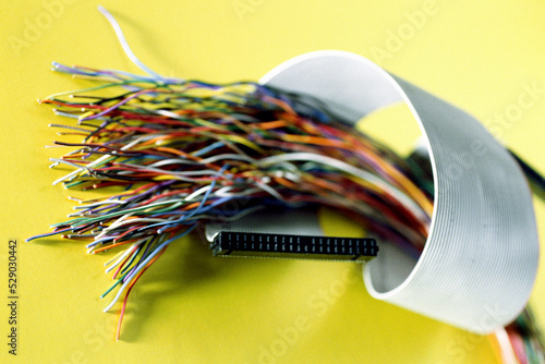 Close-up of the ends of wires and cables photo