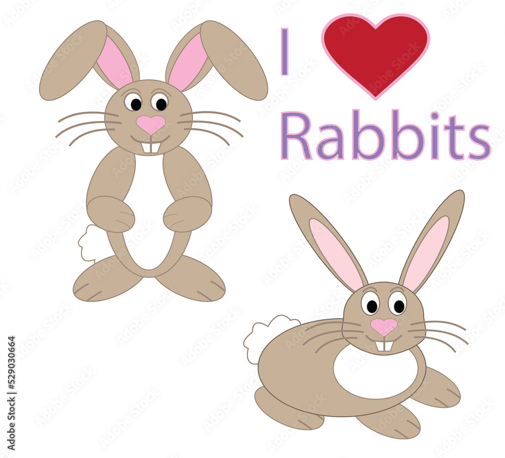 Cute animal design, illustration, I Love Rabbits, PNG File. Cute animal design, illustration, I Love Rabbits, PNG File.