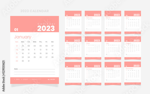 2023 calendar design template, 12 page 2023 creative wall calendar design template