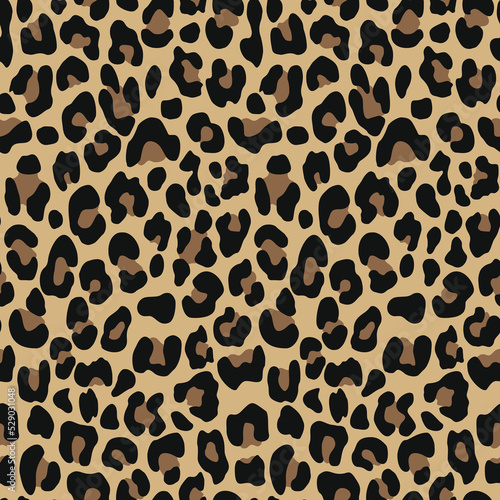 Leopard vector texture, yellow background, seamless pattern, fashion design for clothes, paper, fabric
