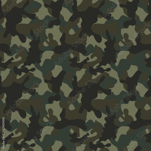 Army camo green texture disguise, military uniform, vector modern print.