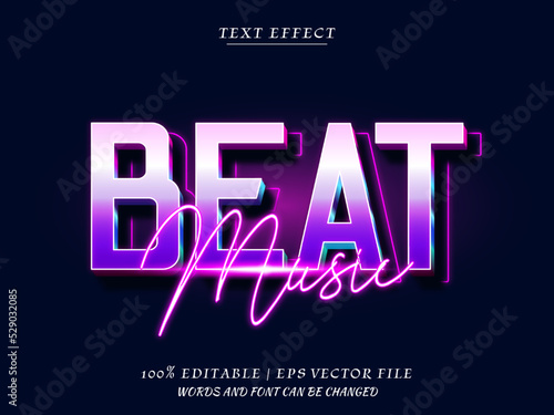 Beat music editable text effect Premium Vector