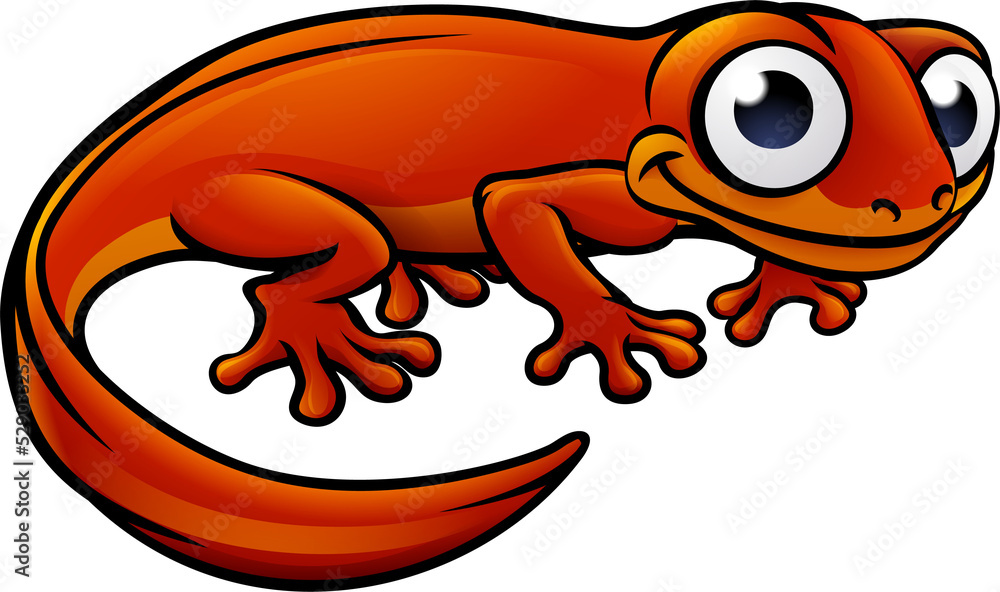 Obraz premium Newt or Salamander Cartoon Character