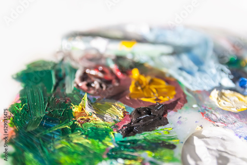 Art palette with oil paints