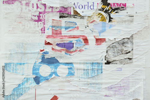 фотографія Different creased torn paper posters as background