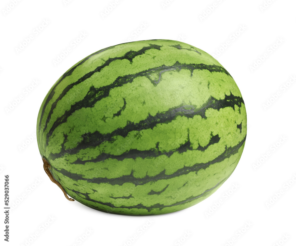 Big watermelon with green striped rind isolated on white Big watermelon with green striped rind isolated on white