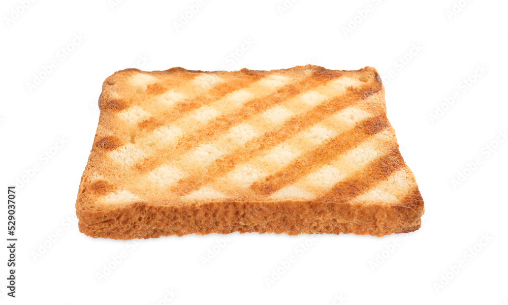 Slice of delicious toasted bread isolated on white Slice of delicious toasted bread isolated on white