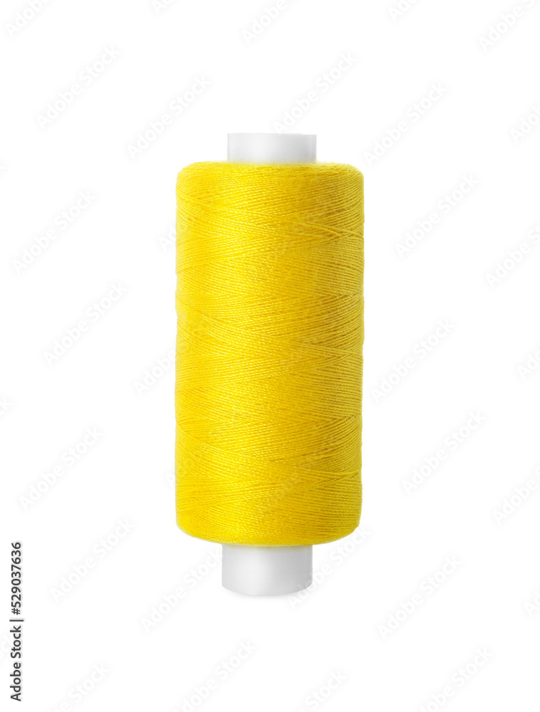 Spool of yellow sewing thread isolated on white Spool of yellow sewing thread isolated on white