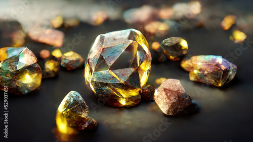 Yellow diamonds as wealth and treasure concept illustration