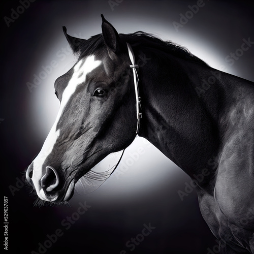 Elegant horse studio portrait as animal wildlife illustration