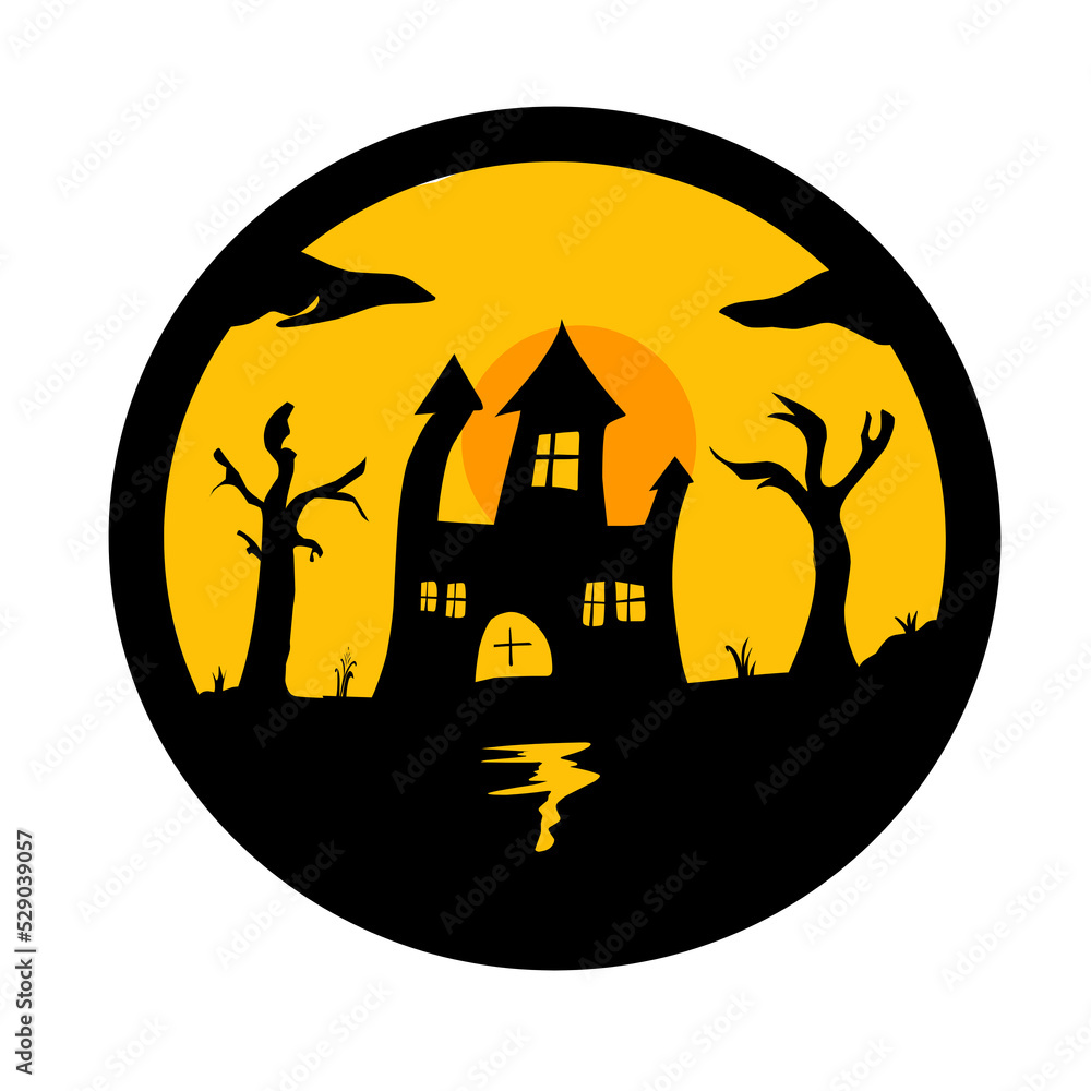 spooky night castle illustration,for halloween poster