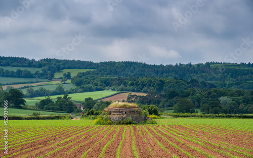 WW2 Pillbox in the middle of a field by the coast path at Dunster Beach on the Bristol Channel