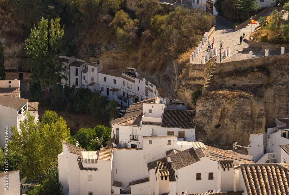 Fototapeta premium Views of the village of Setenil in Andalucia, Spain, famous for being one of the most beautiful villages in Spain and for its famous cave houses. 