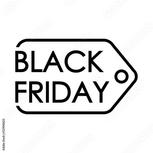 Cartel de venta con texto Black Friday con etiqueta de venta líneal aislada
