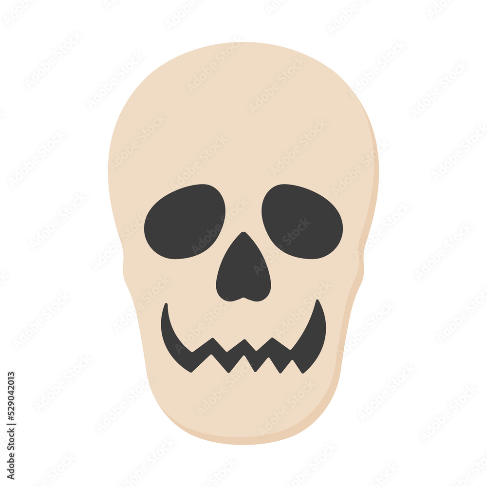 Skull for Halloween design in cute cartoon style. Skull for Halloween design in cute cartoon style.