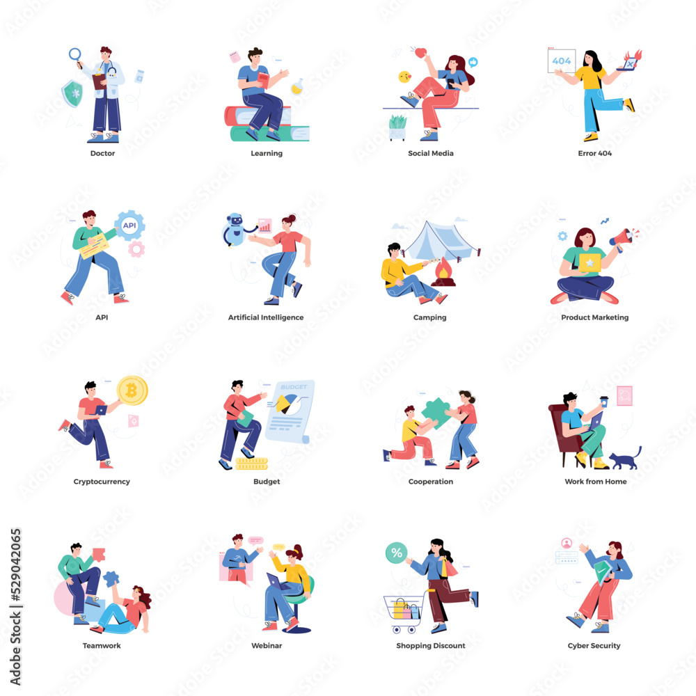 Collection of Professions Flat Illustrations 

