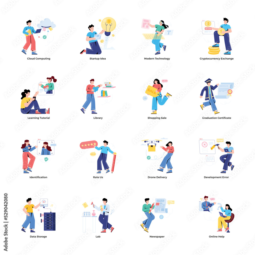 Collection of Trendy Flat Illustrations
Collection of Trendy Flat Illustrations