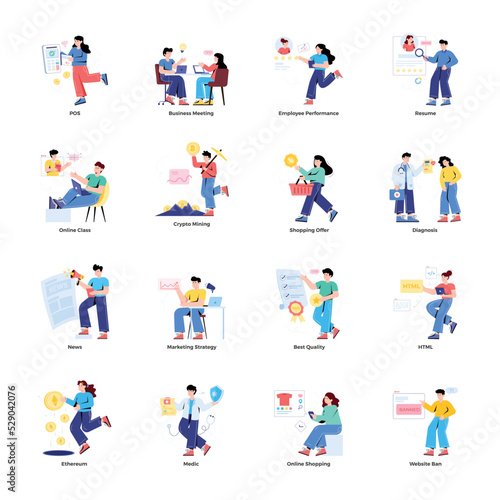 Pack of Business and Finance Flat Illustrations