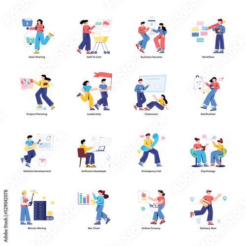 Collection of Business Management Flat Illustrations