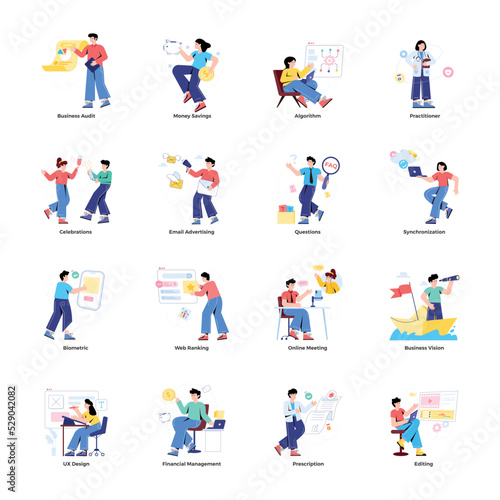 Collection of Social Activities Flat Illustrations