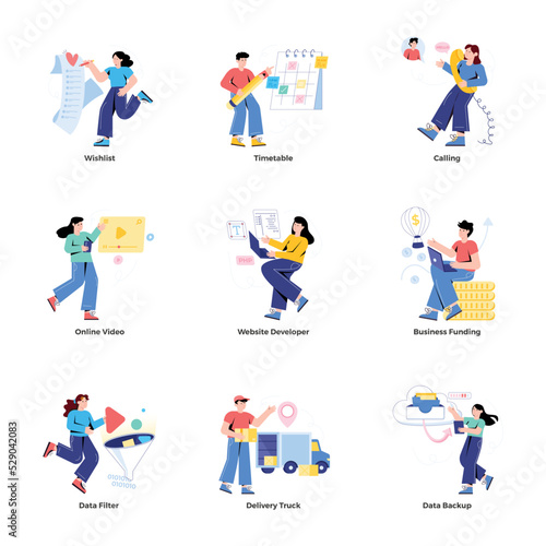 Pack of Activities Flat Illustrations