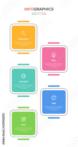 Vertical infographic design with icons and 5 options or steps. Thin line. Infographics business concept. Can be used for info graphics, flow charts, presentations, mobile web sites, printed materials.