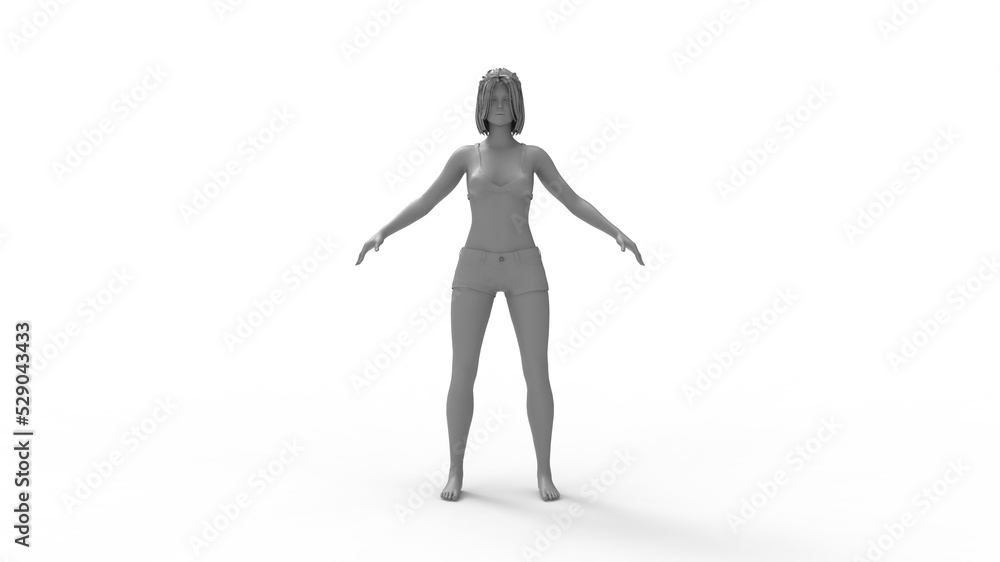 3D rendering of a sporty underwear posing fit woman human standing and posing Confidence inspired healthy fitness animation render. Isolated in empty space background. Anatomy arms wide. 3D rendering of a sporty underwear posing fit woman human standing and posing Confidence inspired healthy fitness animation render. Isolated in empty space background. Anatomy arms wide.