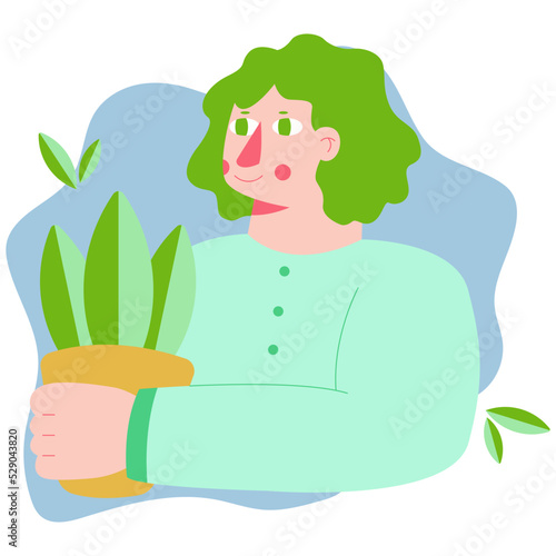 Woman holding a plant