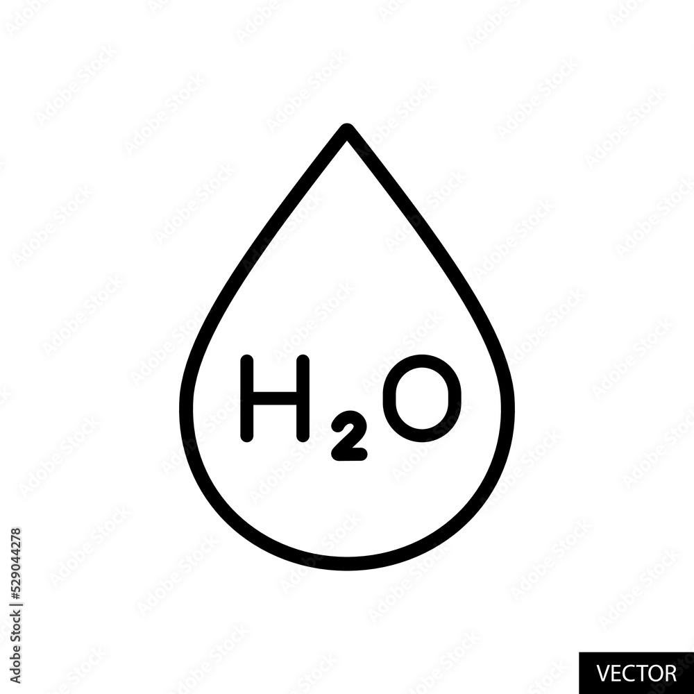 H2O, Water drop vector icon in line style design for website design, app, UI, isolated on white background. Editable stroke. Vector illustration. H2O, Water drop vector icon in line style design for website design, app, UI, isolated on white background. Editable stroke. Vector illustration.