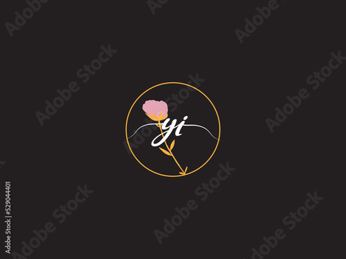 Abstract YI Logo Image, Signature Yi iy Logo Icon Vector For Fashion Brand Or Business photo