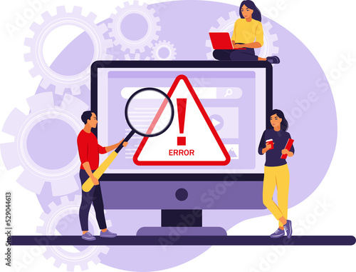 Fotografie System error concept. Programmers working with system error.