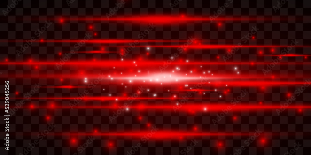 Set of red horizontal highlights. Laser beams, glare, sparks. Beautiful light flashes on a transparent background. Set of red horizontal highlights. Laser beams, glare, sparks. Beautiful light flashes on a transparent background.
