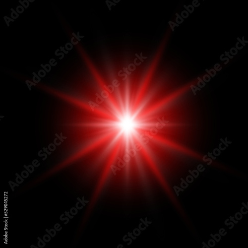 Glowing circle of light burst, star, explosion on black background.